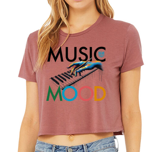 CR Designs Abstract Guitar - Bella + Canvas Ladies' Flowy Cropped T-Shirt  2 Thumbnail