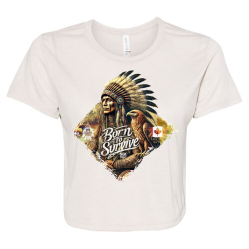 CR Designs Born Survivor - Bella + Canvas Ladies' Flowy Cropped T-Shirt Thumbnail