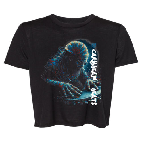 CR Designs Caribbean Beats - Bella + Canvas Ladies' Flowy Cropped T-Shirt Thumbnail