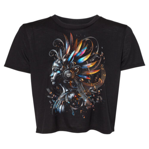 CR Designs Music Masquerader - ATC EVERYDAY COTTON Ladies' TEE - Bella + Canvas Ladies' Flowy Cropped T-Shirt Thumbnail