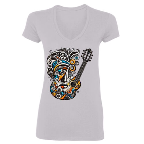 CR Designs Abstract Guitar - Gildan Softstyle® Women’s V-Neck T-Shirt Thumbnail
