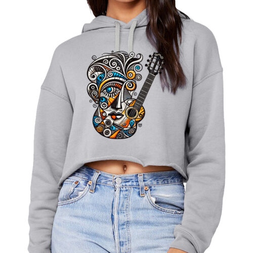 CR Designs Abstract Guitar - Bella + Canvas Ladies' Cropped Fleece Hoodie Thumbnail