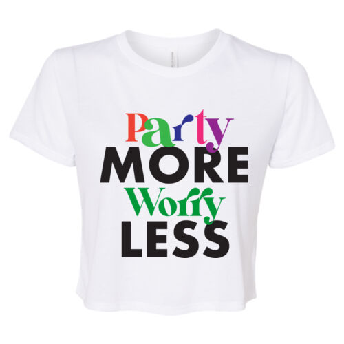 Party More - Bella + Canvas Ladies' Flowy Cropped T-Shirt Thumbnail